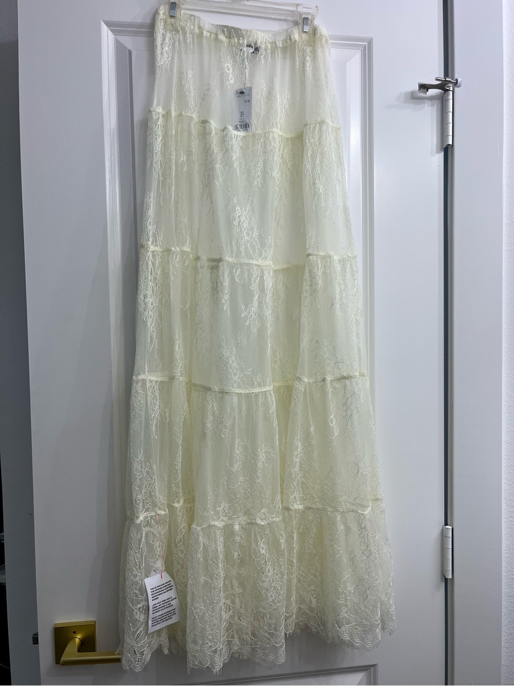 Topshop cream Lace Tiered Maxi Skirt